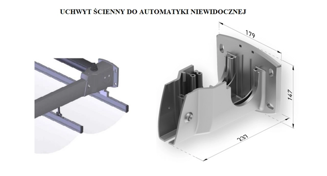 Uchwyt ścienny do&nbsp;automatyki niewidocznej